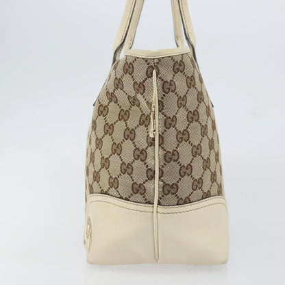 Gucci GUCCI GG Canvas Newbrit Tote Bag Beige Gold 169946 Authentic gh1314