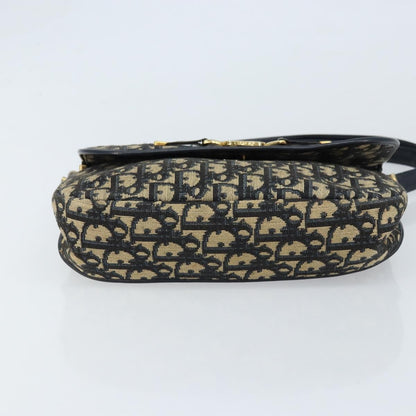 Dior Christian Dior Trotter Canvas Shoulder Bag Navy Gold Authentic gh1790