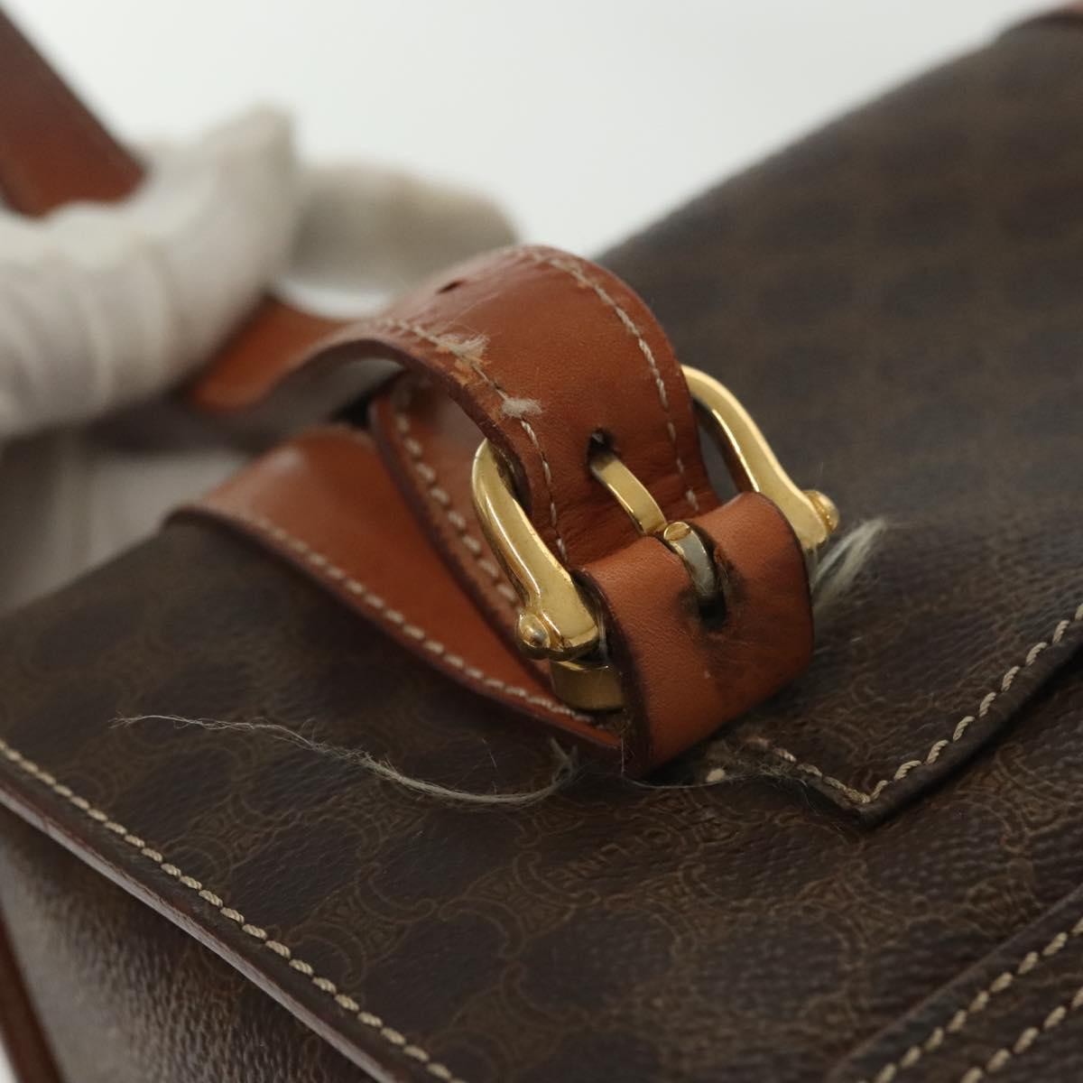 Celine CELINE Macadam Canvas Hand Bag PVC Leather Brown Gold Authentic gh739