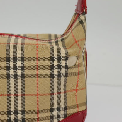 Burberry BURBERRY Nova Check Shoulder Bag Canvas Leather Beige Gold Red Authentic 98900