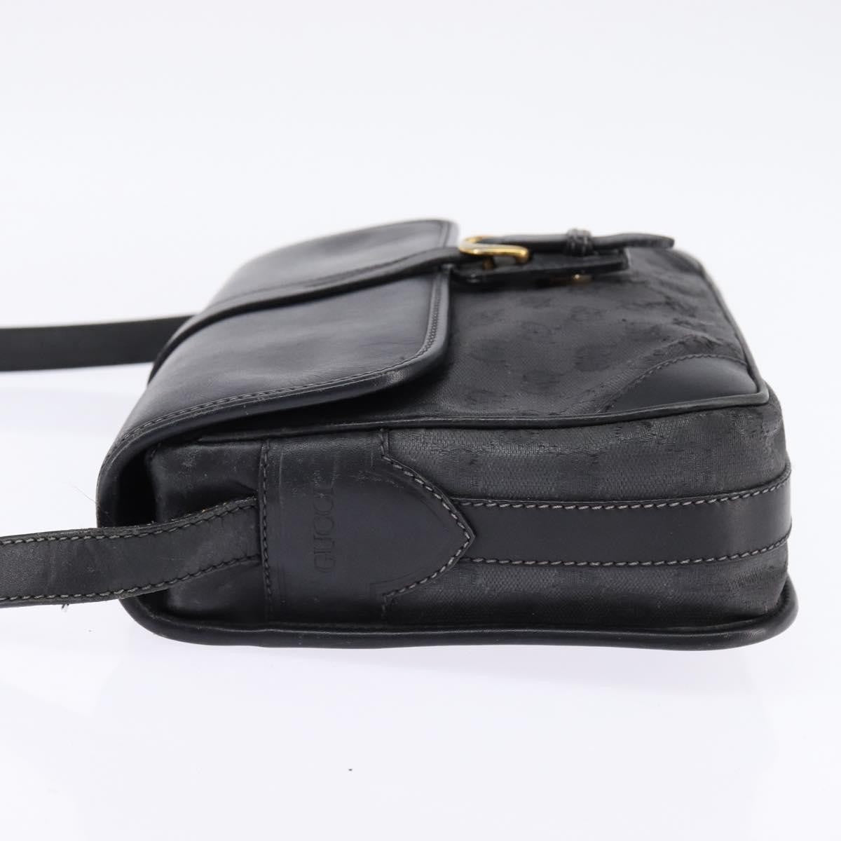 Gucci GUCCI GG Canvas Shoulder Bag Black Gold 001 261 0613 Authentic 144610