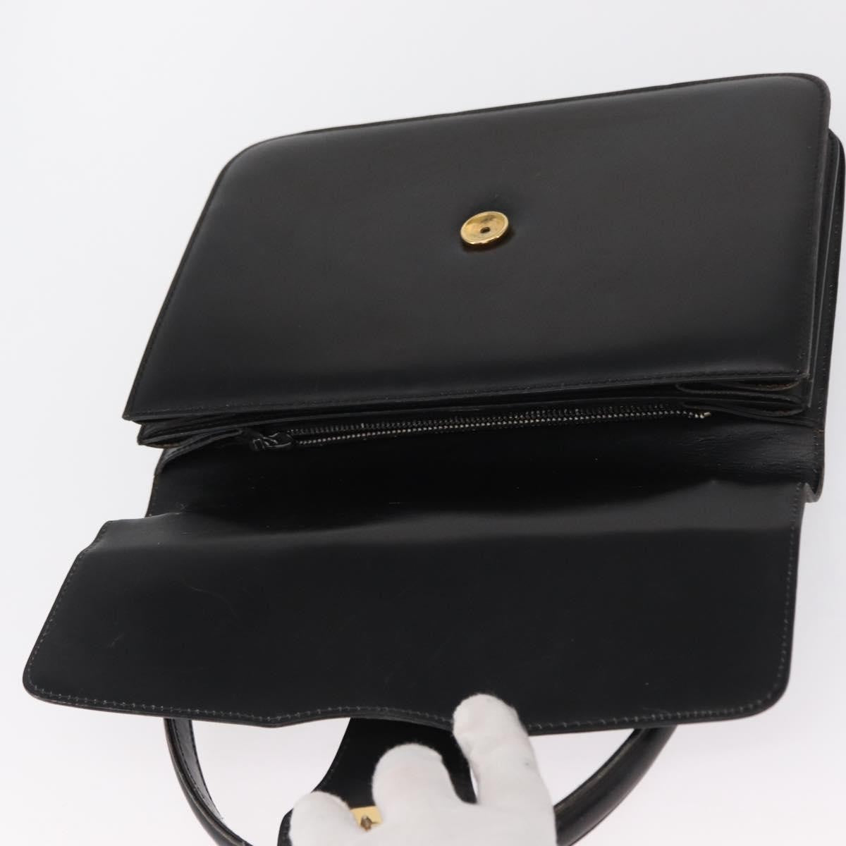 Gucci GUCCI Hand Bag Leather Gold Black Authentic 162764
