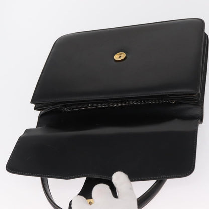 Gucci GUCCI Hand Bag Leather Gold Black Authentic 162764