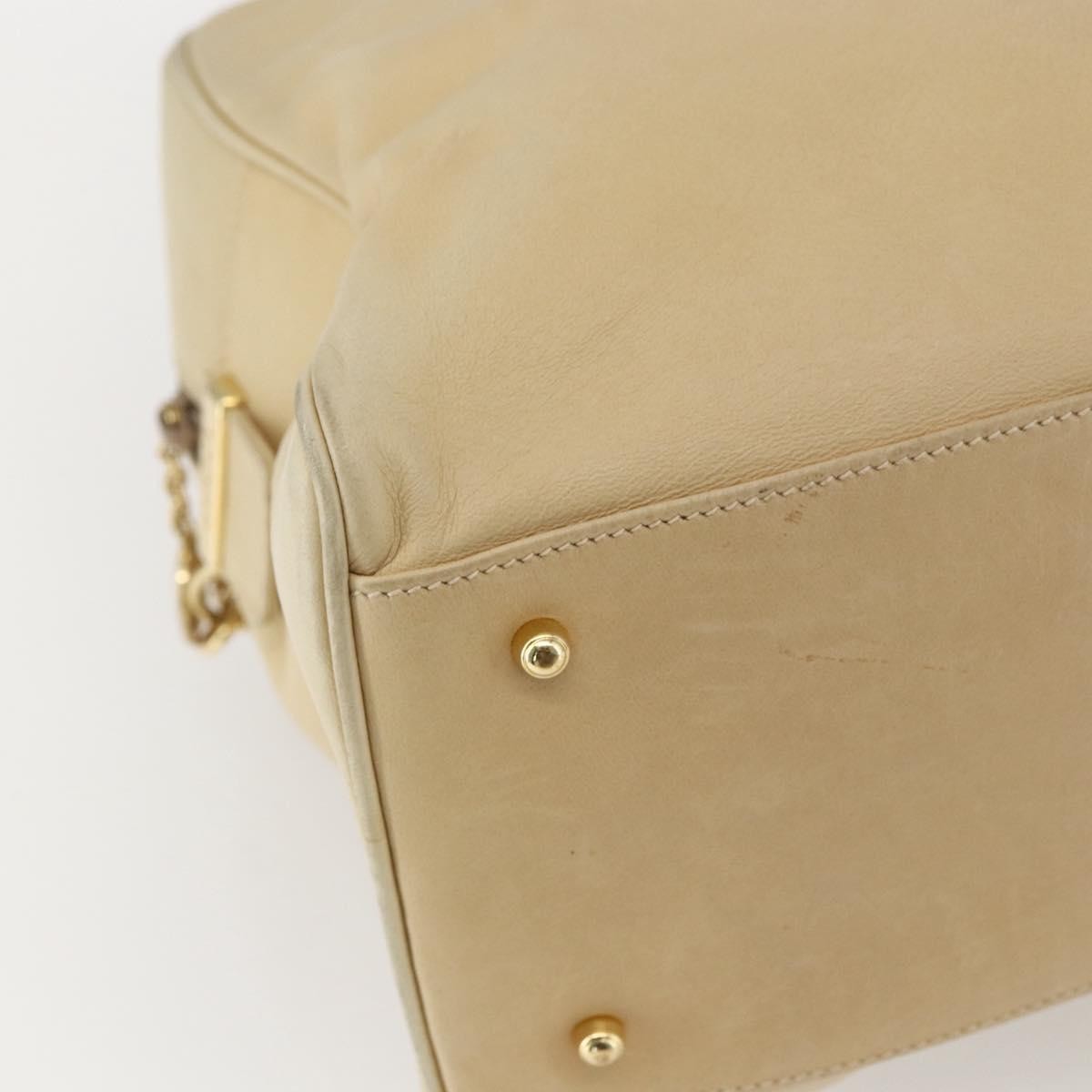 Gucci GUCCI Bamboo Hand Bag Leather 2way Beige Gold Authentic bs31889