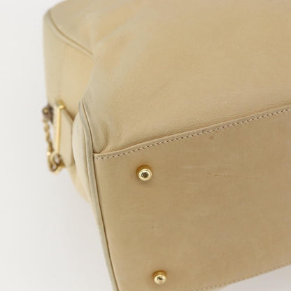 Gucci GUCCI Bamboo Hand Bag Leather 2way Beige Gold Authentic bs31889