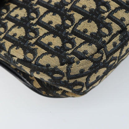Dior Christian Dior Trotter Canvas Shoulder Bag Navy Gold Authentic gh1790