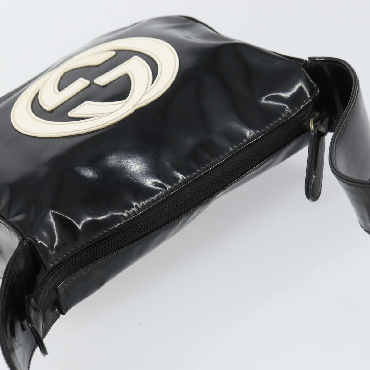 Gucci GUCCI Shoulder Bag Enamel Black Authentic 160485