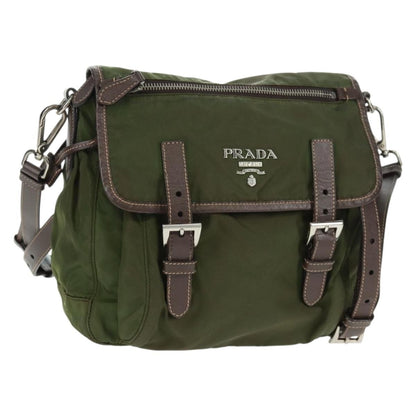 Prada PRADA Shoulder Bag Nylon Green Silver Authentic 161408