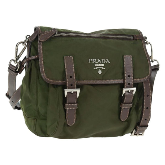 Prada PRADA Shoulder Bag Nylon Green Silver Authentic 161408