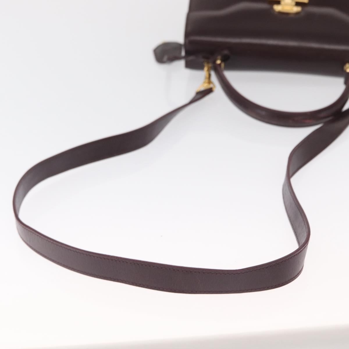 Gucci GUCCI Hand Bag Leather 2way Bordeaux Gold 000 2026 0258 Authentic ep12849