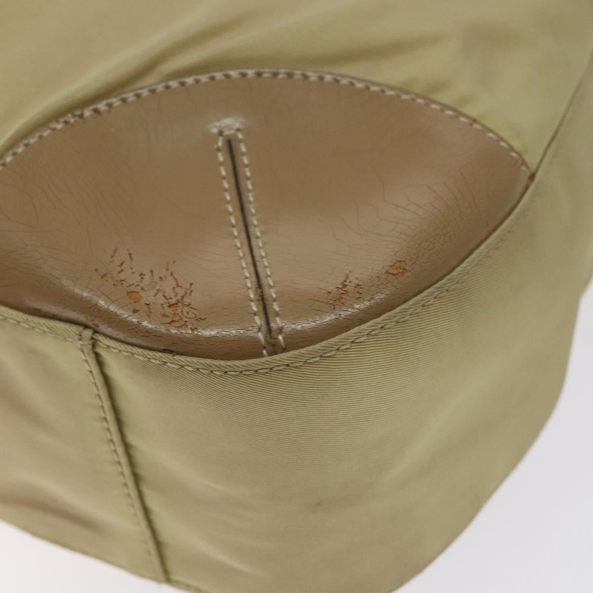Prada PRADA Tote Bag Nylon Leather Beige Silver Authentic 129939