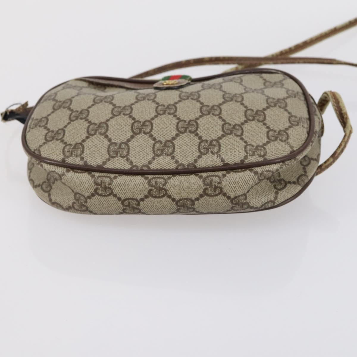 Gucci GUCCI GG Canvas Shoulder Bag Leather 3 Set Beige Dark Brown Authentic 152612