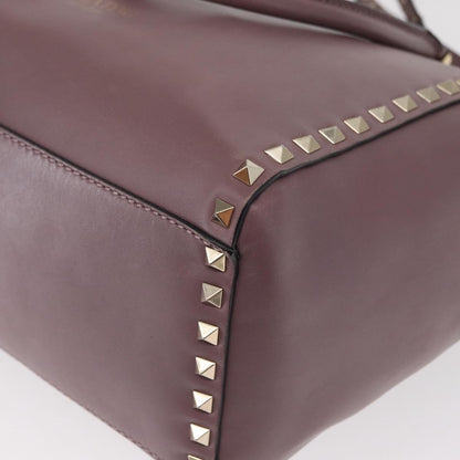 Valentino VALENTINO Studs Hand Bag Leather 2way Purple Gold Authentic gh1289
