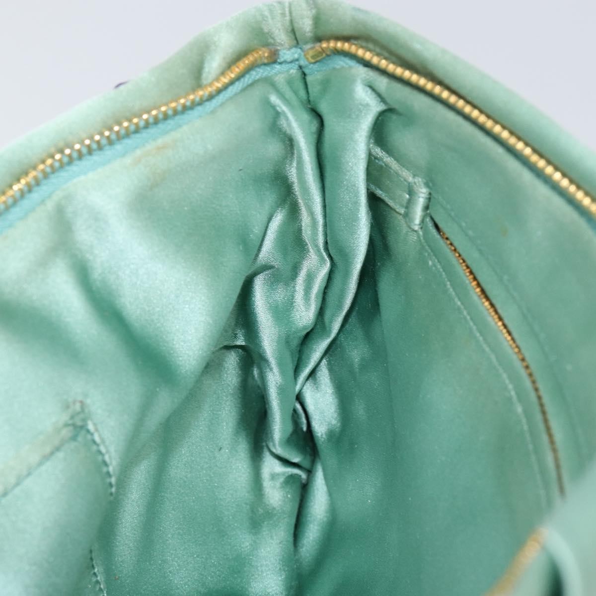 Prada PRADA Clutch Bag Satin Green Gold Authentic 145020