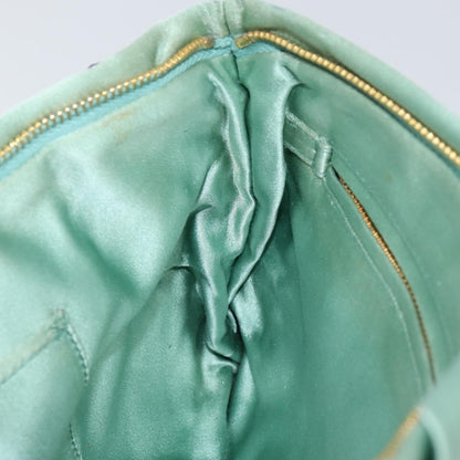 Prada PRADA Clutch Bag Satin Green Gold Authentic 145020