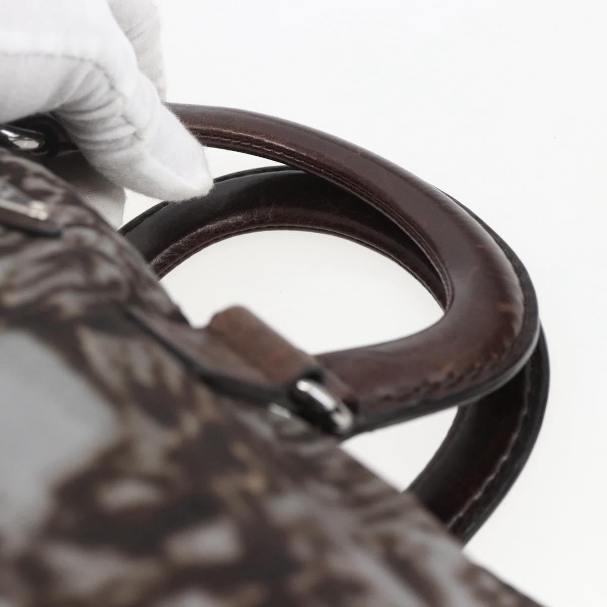 Prada PRADA Hand Bag Nylon 2way Brown Silver Authentic 163076