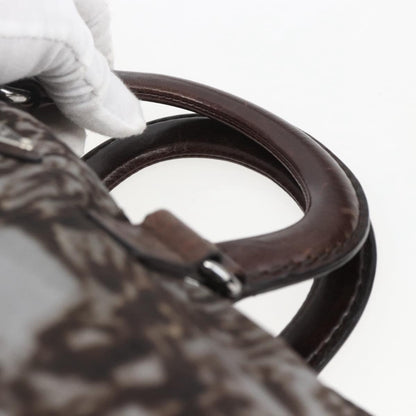 Prada PRADA Hand Bag Nylon 2way Brown Silver Authentic 163076