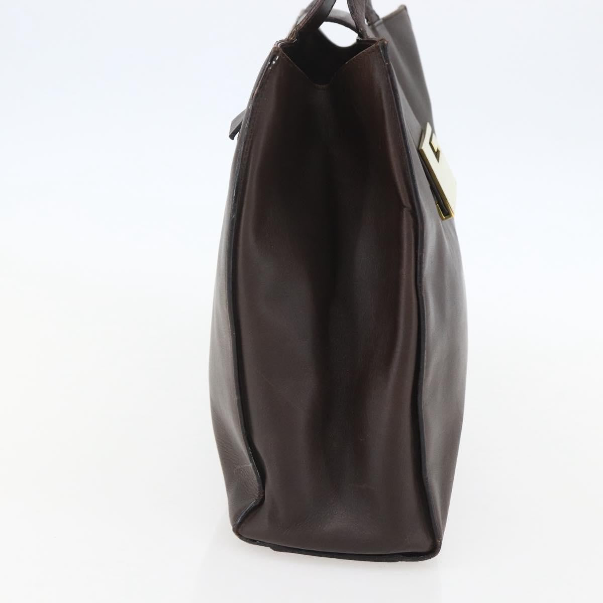 Gucci GUCCI Hand Bag Leather Brown Gold 002 0347 Authentic 151640