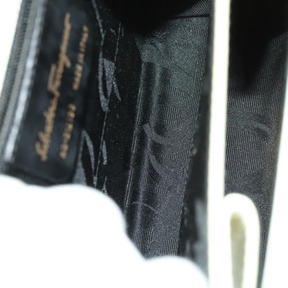 Salvatore Ferragamo Salvatore Ferragamo Gancini Hand Bag Leather 2way White Gold Authentic 134575