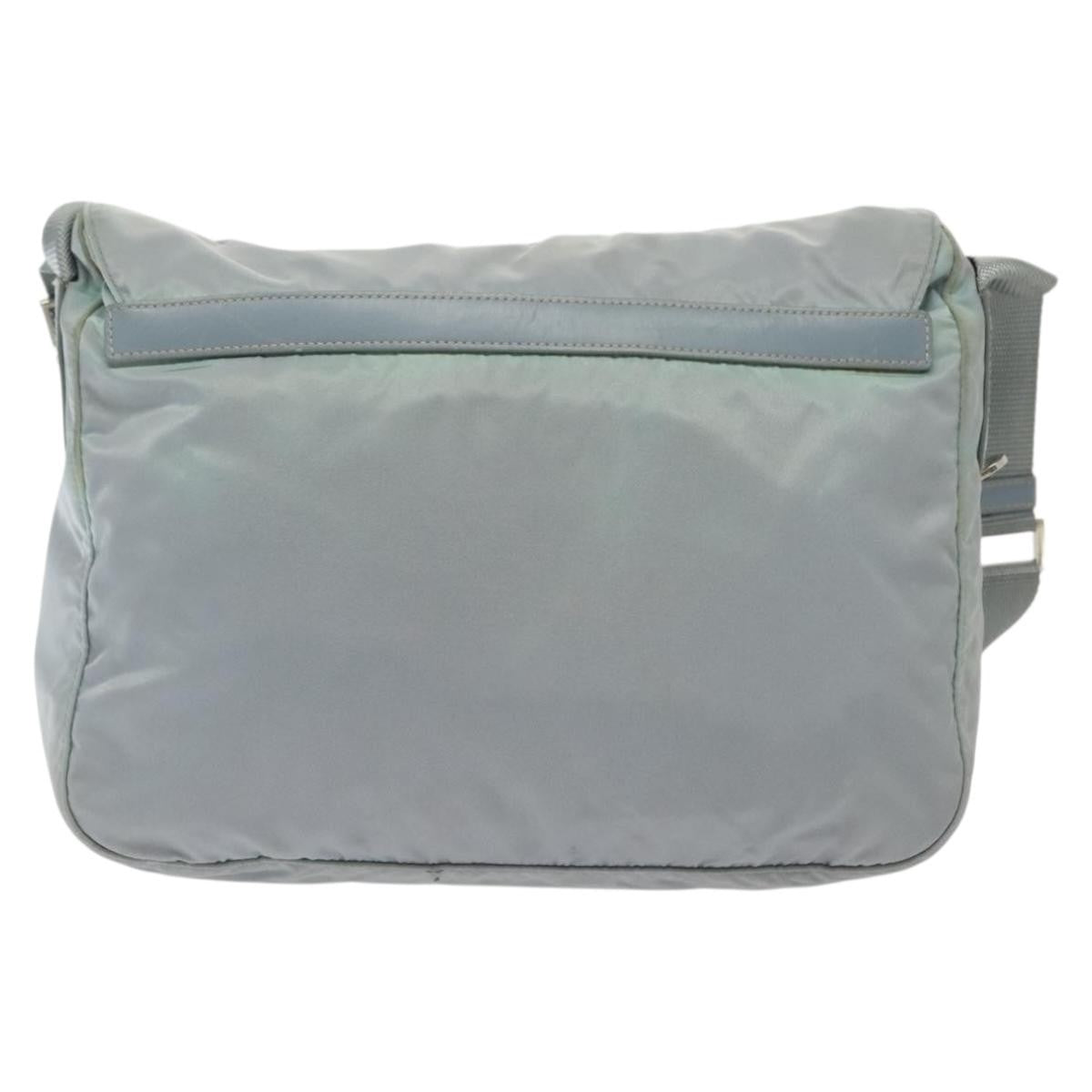 Prada PRADA Shoulder Bag Nylon Light Blue Silver Authentic ki5926