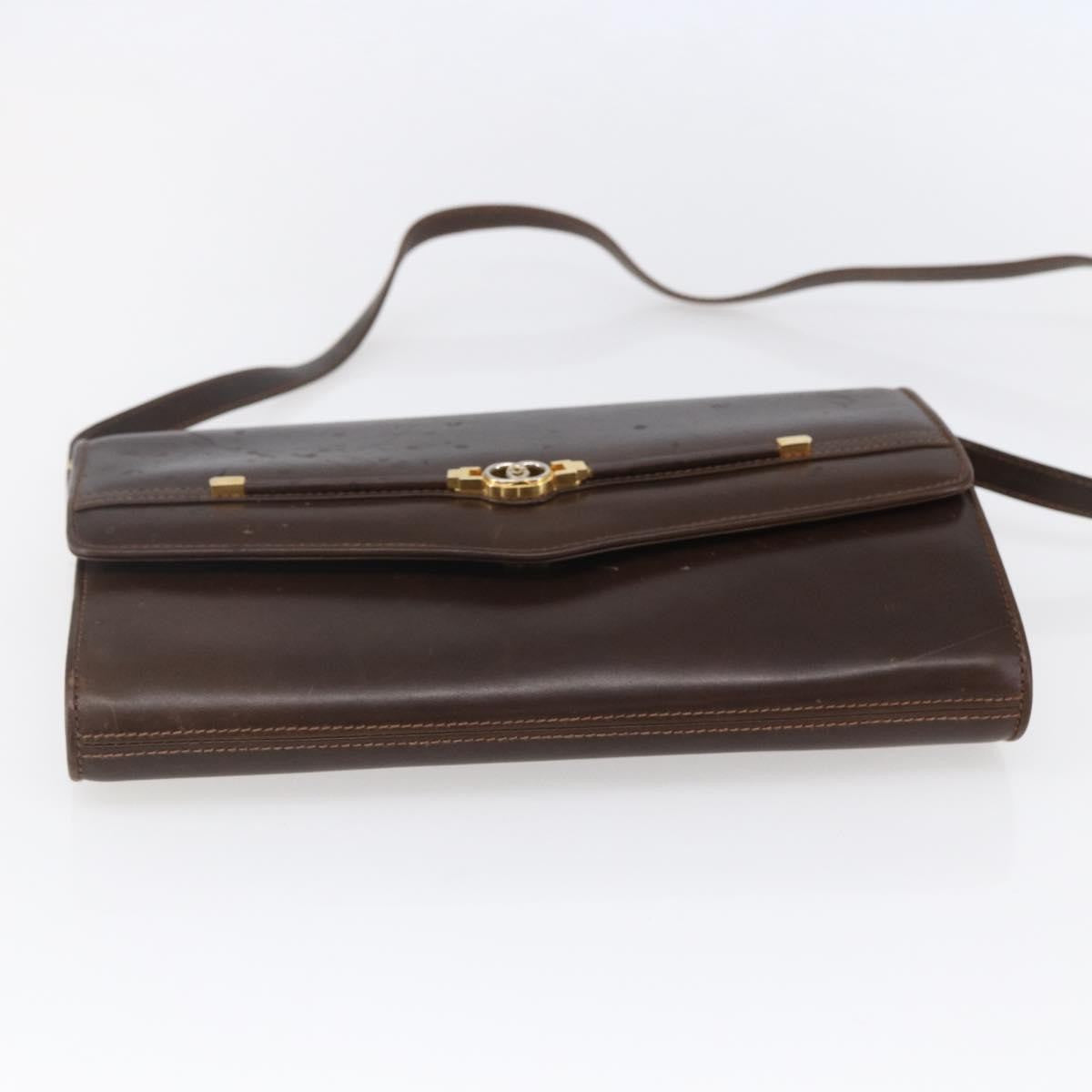Gucci GUCCI Shoulder Bag Leather Brown Gold Authentic 152976