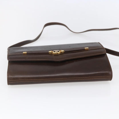 Gucci GUCCI Shoulder Bag Leather Brown Gold Authentic 152976