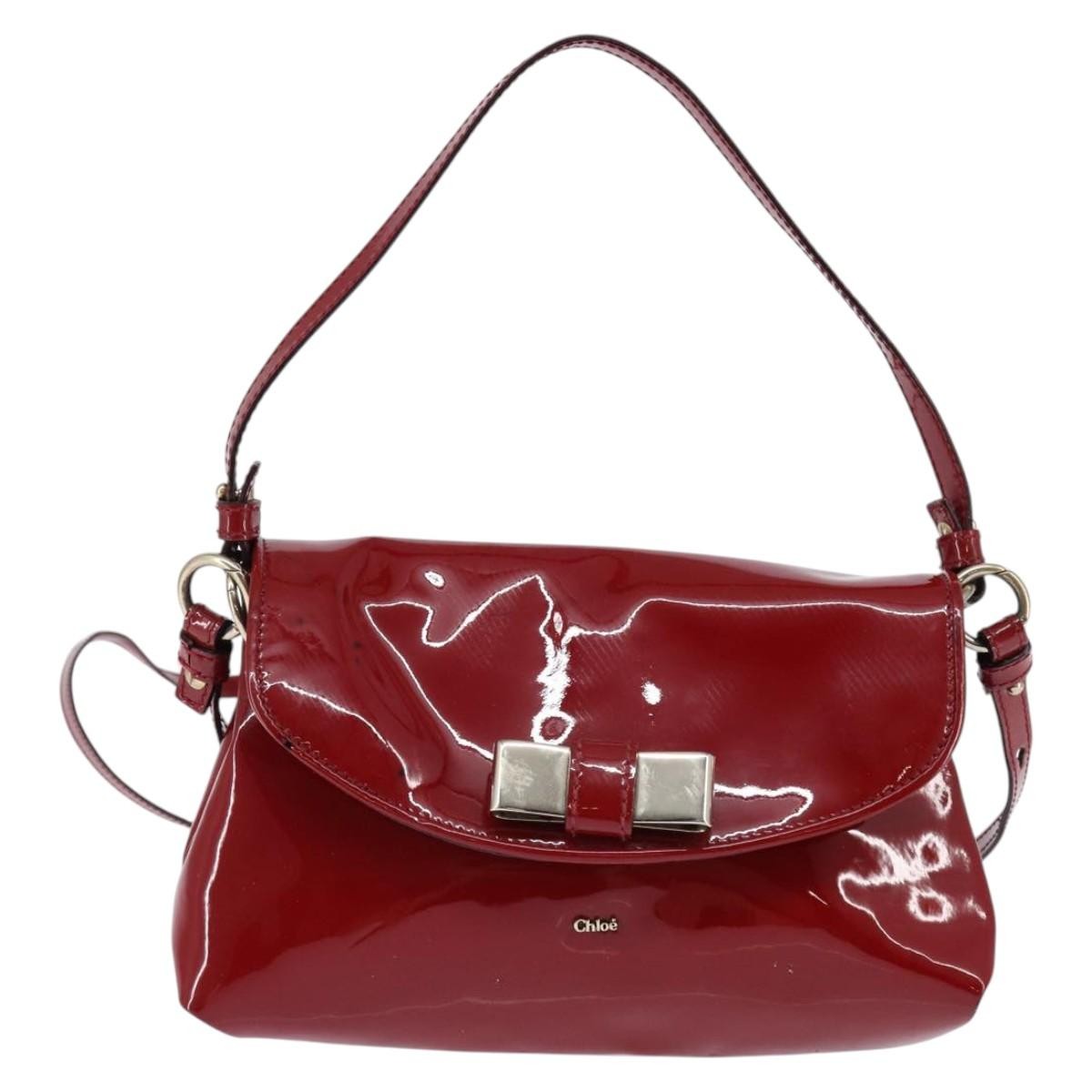 Chloé Chloé Chloe 2way Pouch Enamel Red Gold Authentic bs29581 Bag