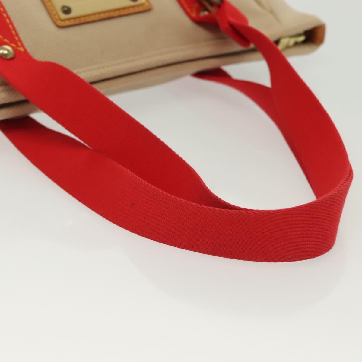 Louis Vuitton LOUIS VUITTON Antigua Cabas MM Tote Bag Beige Red M40035 LV Authentic 137278