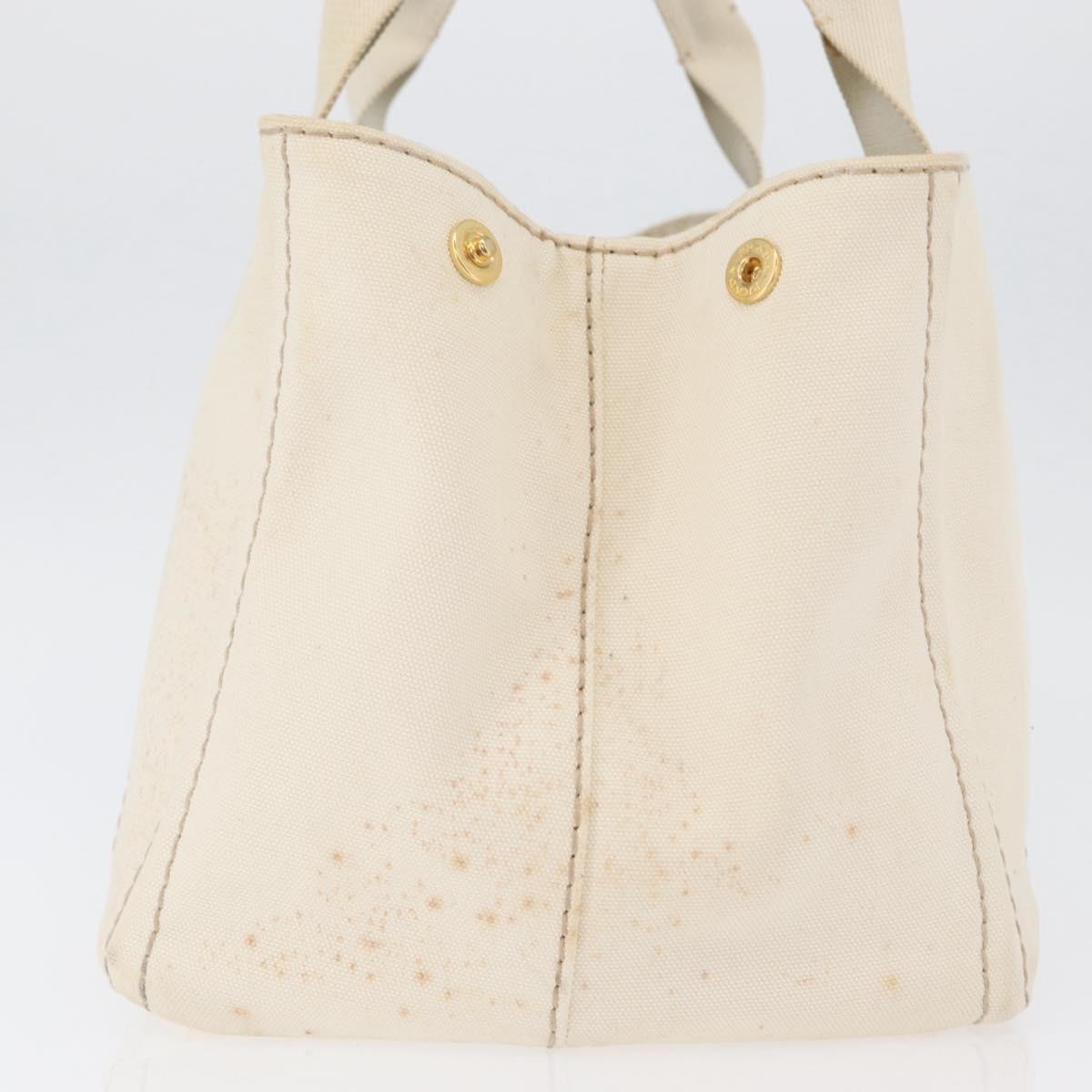 Prada PRADA Canapa MM Hand Bag Denim White Gold Authentic BSZ344