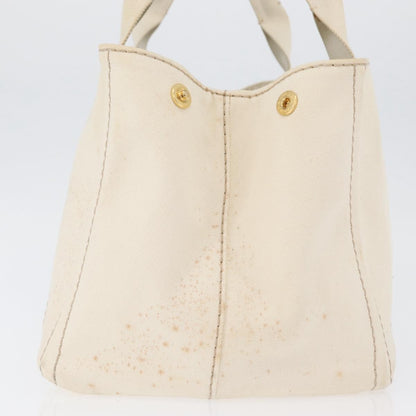 Prada PRADA Canapa MM Hand Bag Denim White Gold Authentic BSZ344