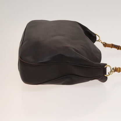 Gucci GUCCI Bamboo Hand Bag Leather 2way Brown Gold 001 2123 1577 Authentic th6173