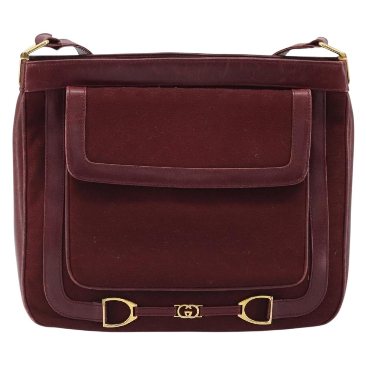 Gucci GUCCI Micro GG Supreme Shoulder Bag Bordeaux Gold Authentic ep13943