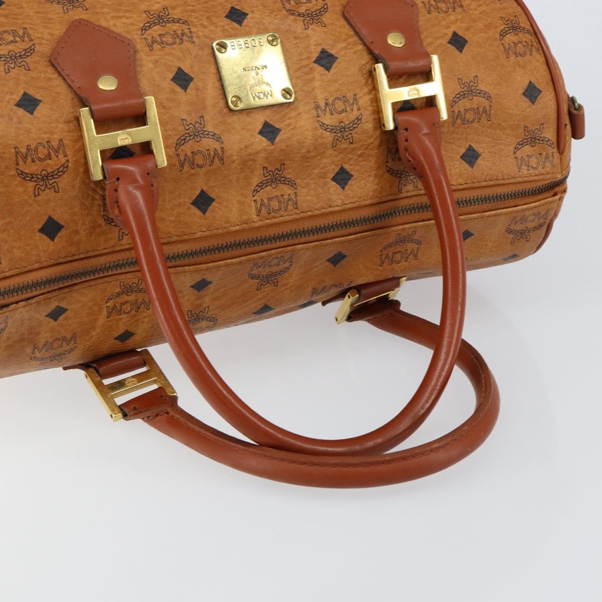MCM MCM Logogram Vicetos Boston Bag PVC Leather Brown Gold Authentic gh1074