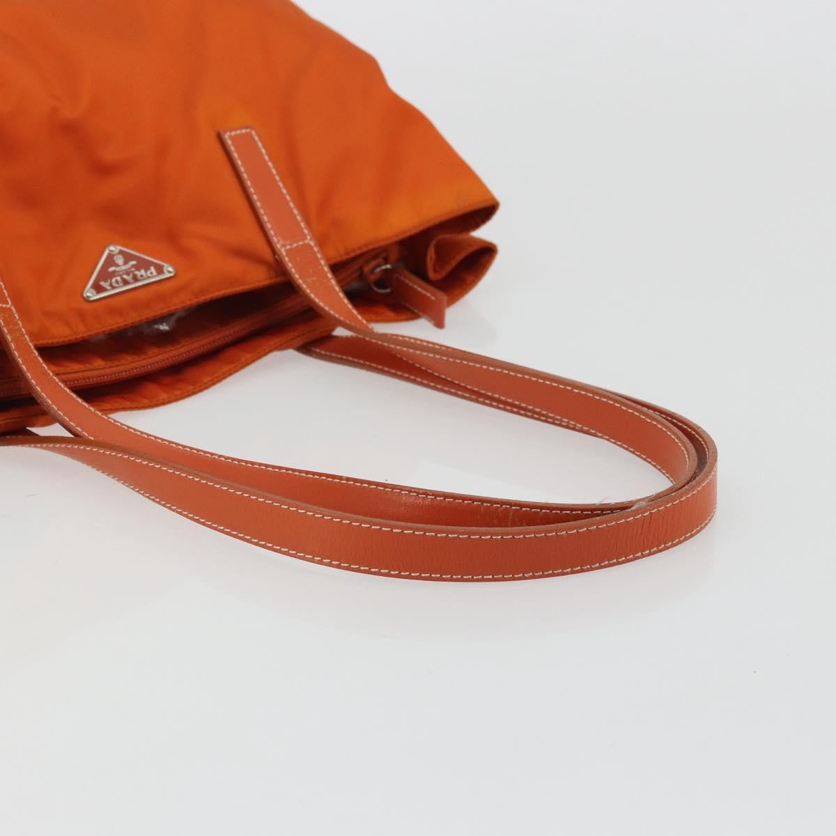 Prada PRADA Tote Bag Nylon Orange Silver Authentic 175378