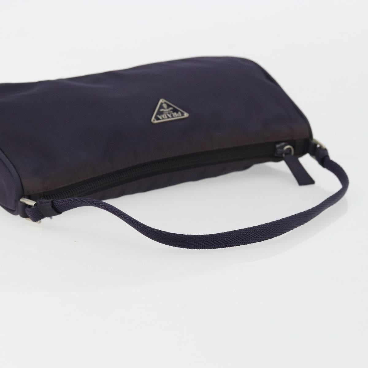 Prada PRADA Pouch Hand Bag Nylon Purple Silver Authentic 175303