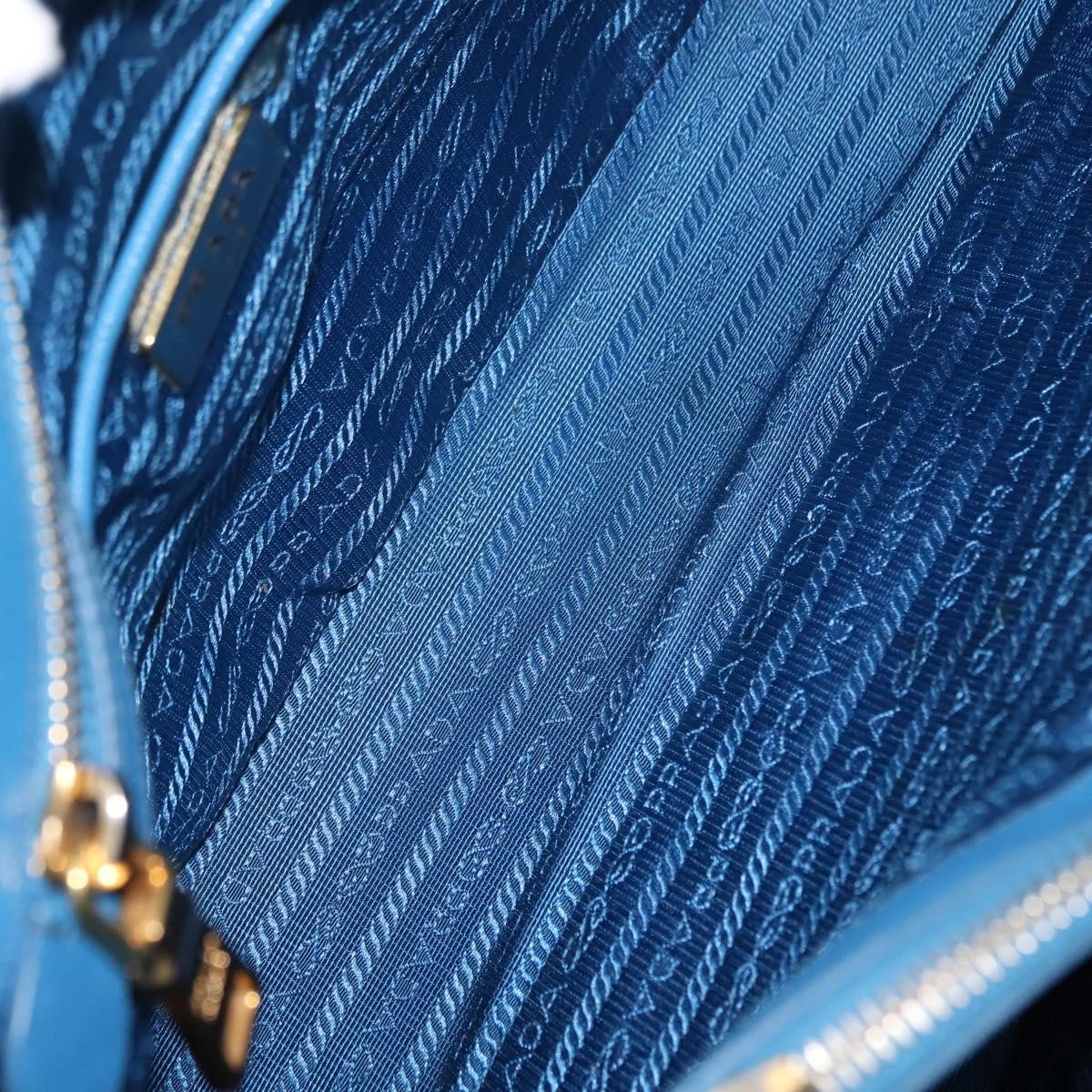 Prada PRADA Hand Bag Safiano leather Blue Gold Authentic fm4916