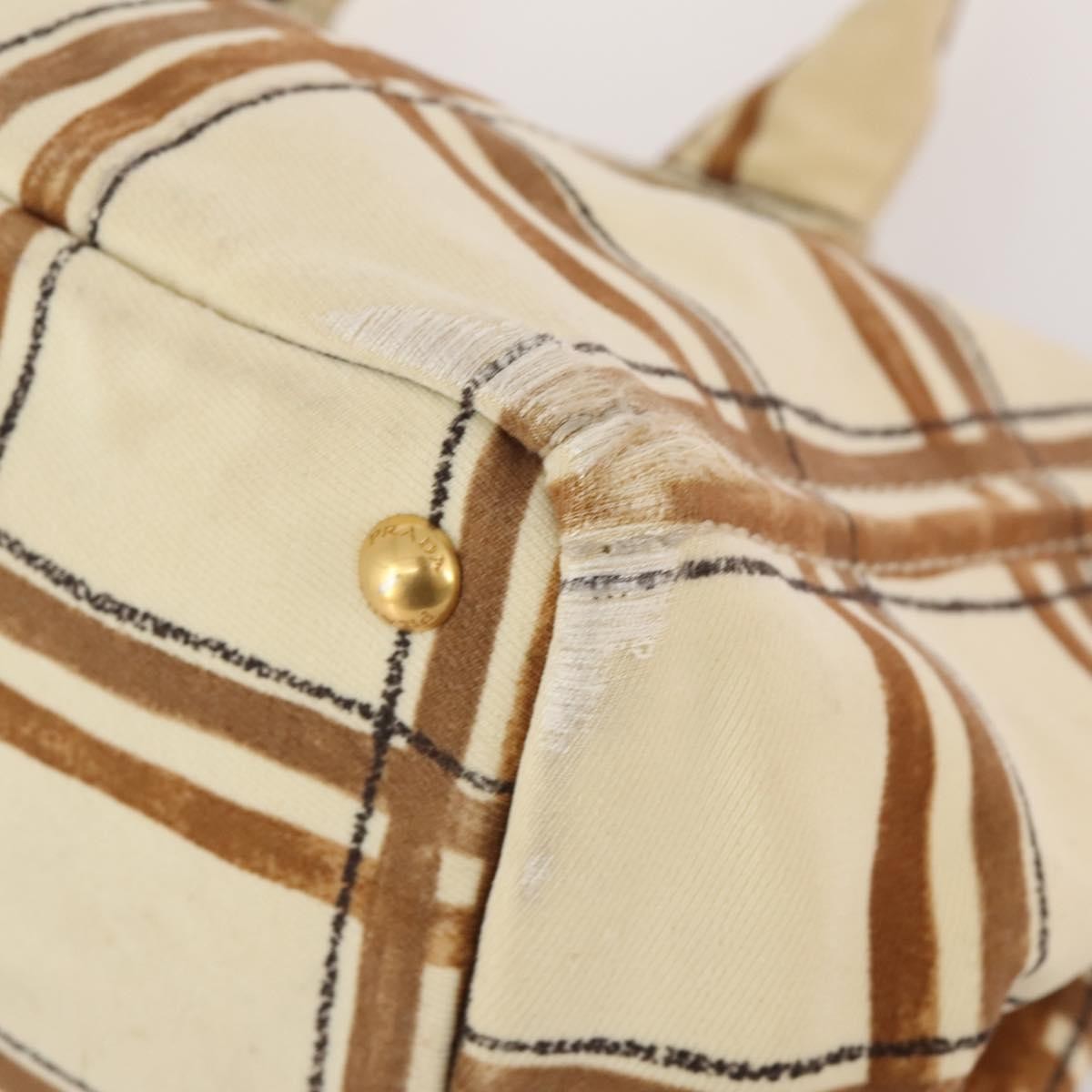 Prada PRADA Canapa Hand Bag Canvas 2 Set Pink Beige Authentic 174968