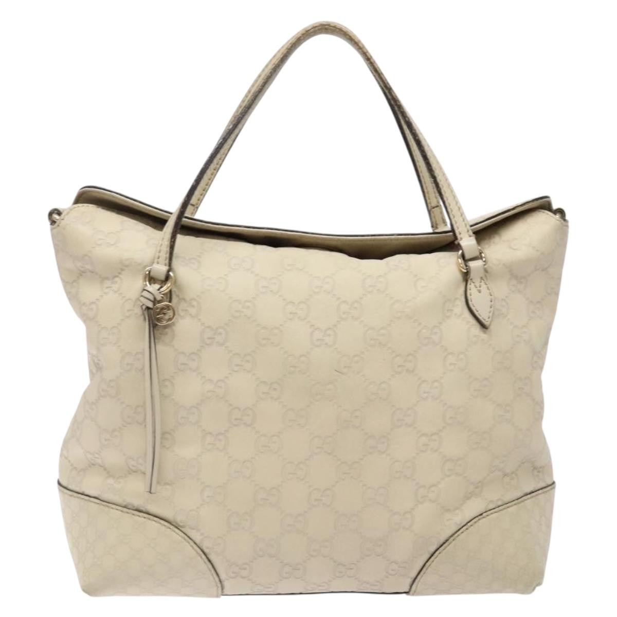 Gucci GUCCI GG Canvas Guccissima Hand Bag Leather White Gold 353120 Authentic bs29328
