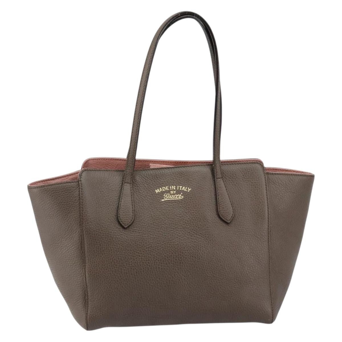 Gucci GUCCI Tote Bag Leather Gold Gray 354408 Authentic hk2995