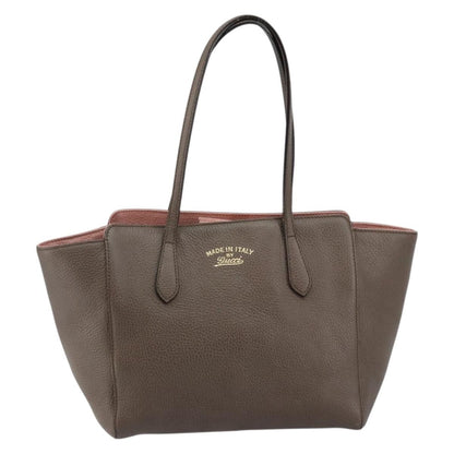 Gucci GUCCI Tote Bag Leather Gold Gray 354408 Authentic hk2995