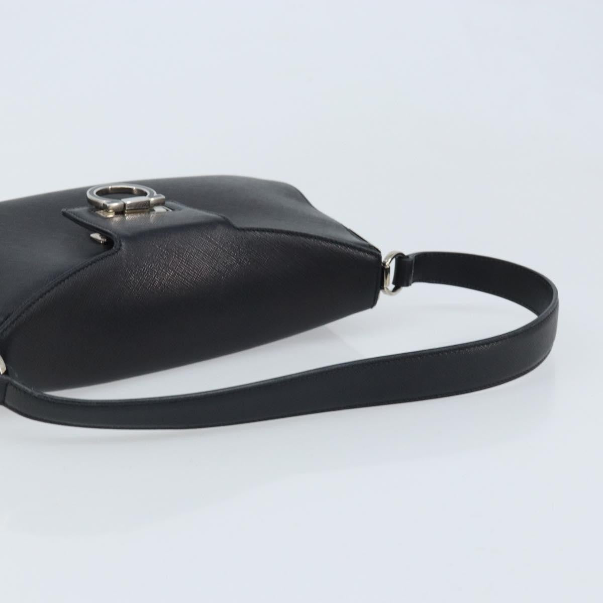 Salvatore Ferragamo Salvatore Ferragamo Gancini Shoulder Bag Leather Black Silver Authentic gh1877