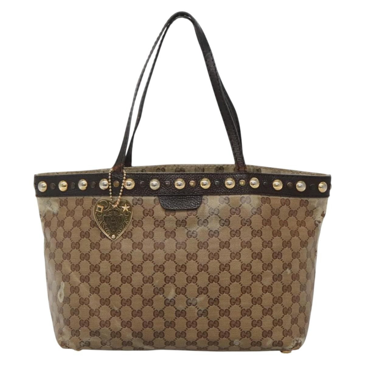 Gucci GUCCI GG Crystal Tote Bag Coated Canvas Beige Gold 207291 Authentic 139548