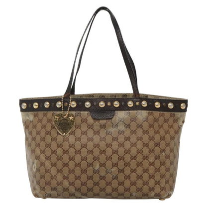 Gucci GUCCI GG Crystal Tote Bag Coated Canvas Beige Gold 207291 Authentic 139548