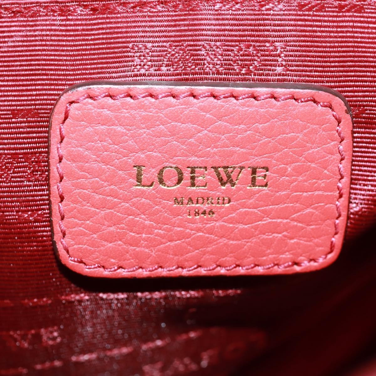Loewe LOEWE Hand Bag Leather 2way Red Gold Authentic 160175