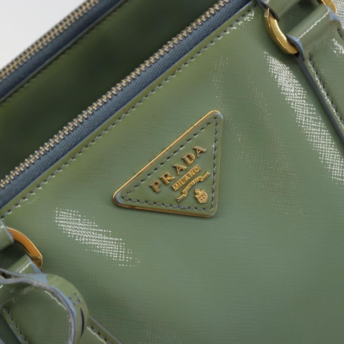 Prada PRADA Galleria Hand Bag Safiano leather 2way Green Gold Authentic bs35189