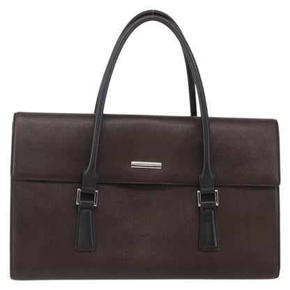 Burberry BURBERRY Hand Bag Leather Brown Silver Authentic BA10747