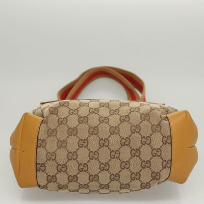 Gucci GUCCI GG Canvas Tote Bag Beige Silver 019 0402 Authentic th5862
