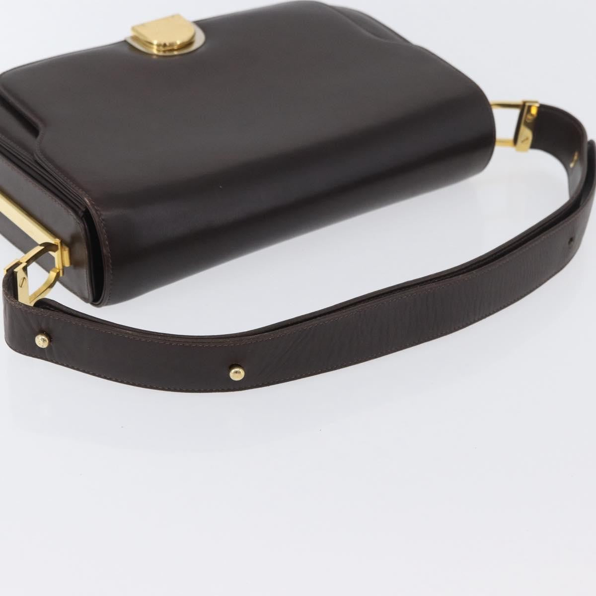 Gucci GUCCI Shoulder Bag Leather Brown Gold Authentic ep13909