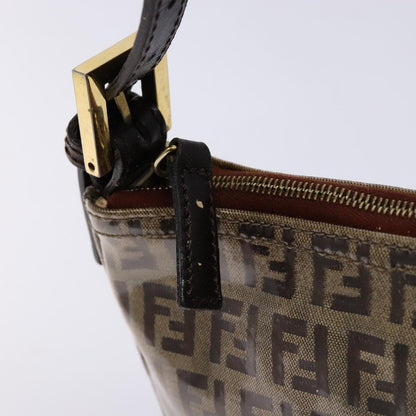 Fendi FENDI Zucchino Canvas Shoulder Bag Coated Canvas Beige Gold Authentic 136436