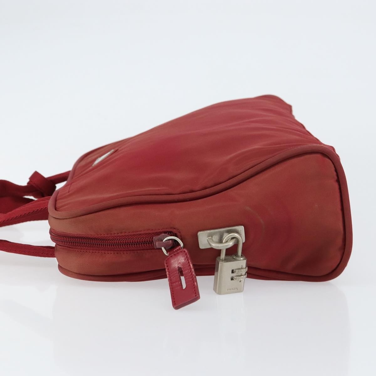 Prada PRADA Hand Bag Nylon Red Silver Authentic BA8645